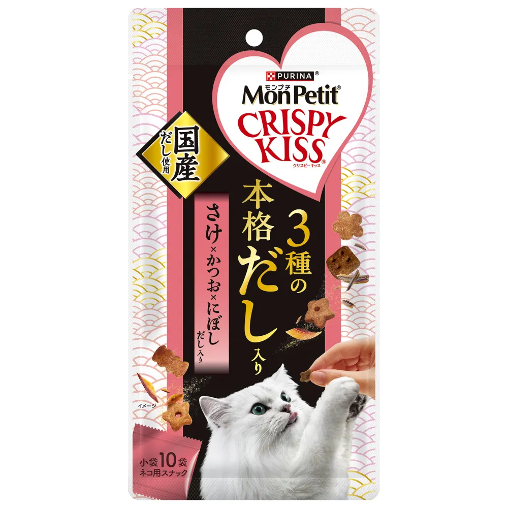 モンプチ クリスピーキッス 3種の本格だし入り さけ×かつお×にぼしだし